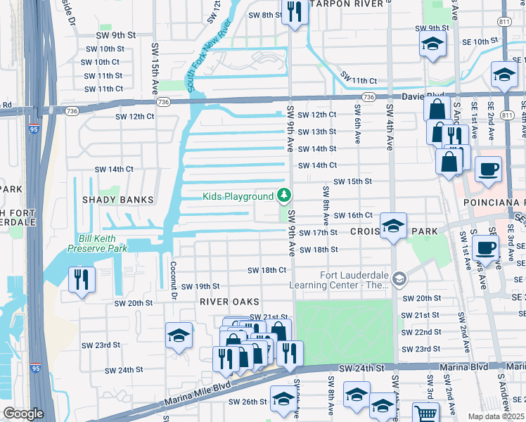 map of restaurants, bars, coffee shops, grocery stores, and more near 1534 Southwest 10th Avenue in Fort Lauderdale