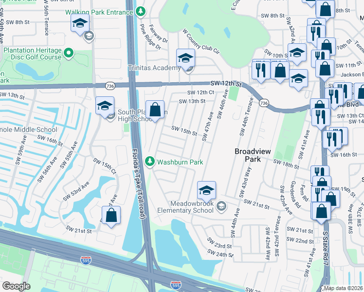 map of restaurants, bars, coffee shops, grocery stores, and more near 4810 Southwest 16th Street in Fort Lauderdale