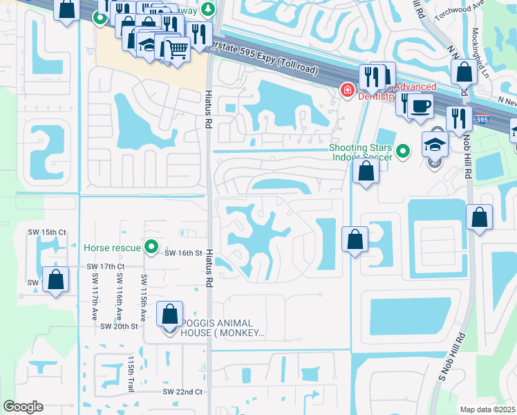 map of restaurants, bars, coffee shops, grocery stores, and more near 1417 Southwest 110th Way in Davie