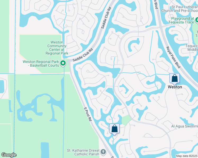 map of restaurants, bars, coffee shops, grocery stores, and more near 2019 Quail Roost Drive in Weston