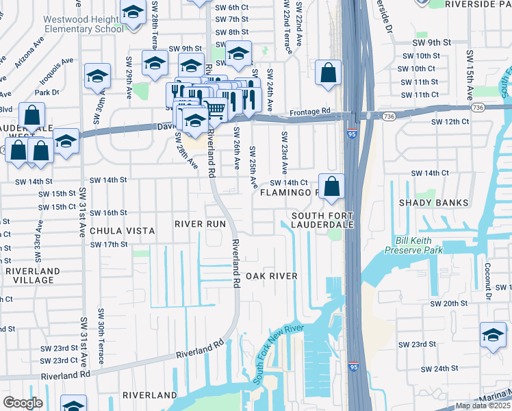 map of restaurants, bars, coffee shops, grocery stores, and more near 2481 Southwest 15th Court in Fort Lauderdale
