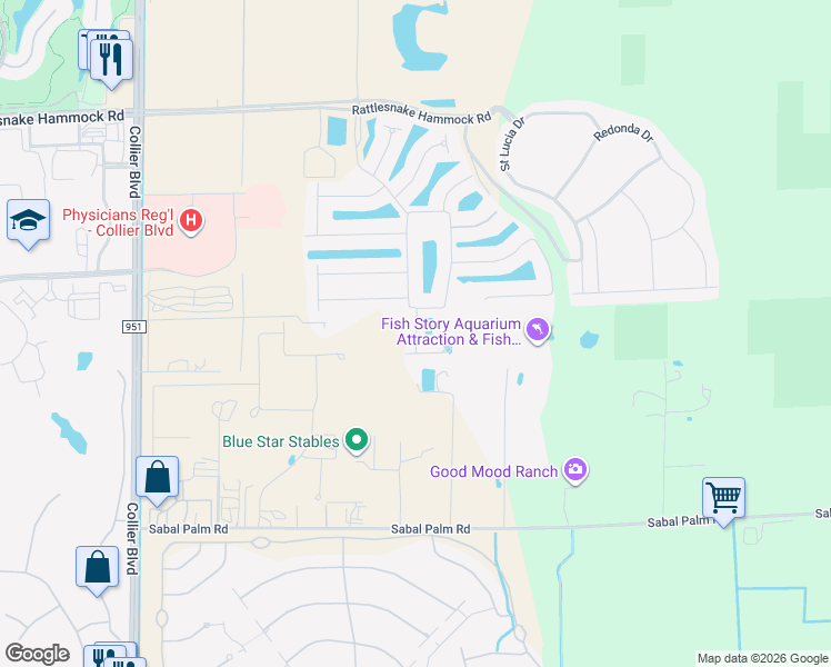map of restaurants, bars, coffee shops, grocery stores, and more near 8102 Calle Canovas St in Naples