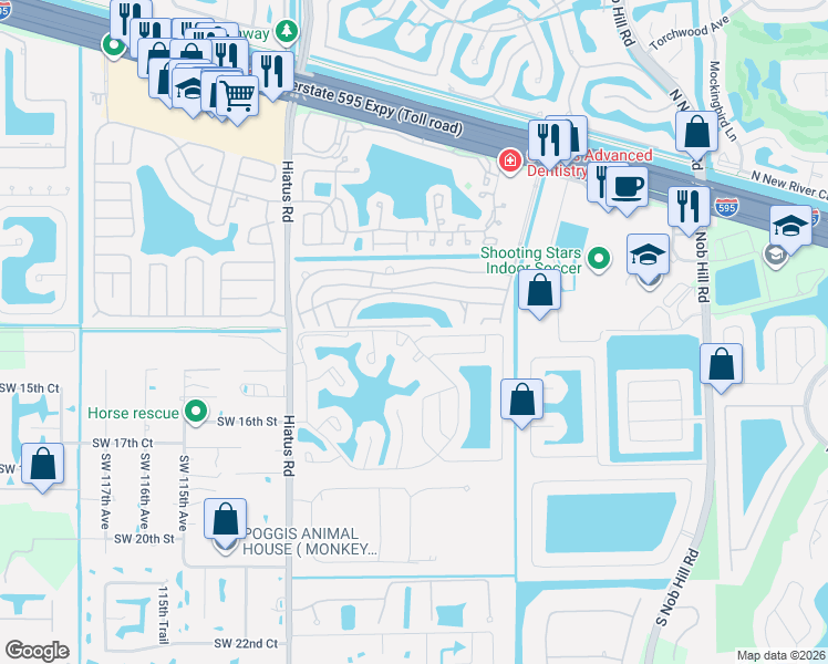 map of restaurants, bars, coffee shops, grocery stores, and more near 1430 Southwest 109th Way in Davie