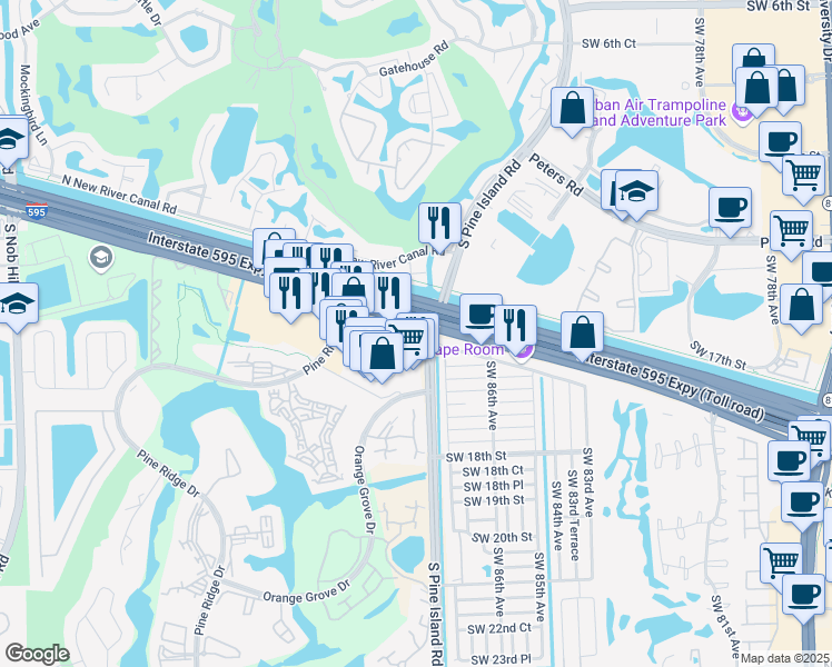 map of restaurants, bars, coffee shops, grocery stores, and more near 8840 West State Road 84 in Fort Lauderdale
