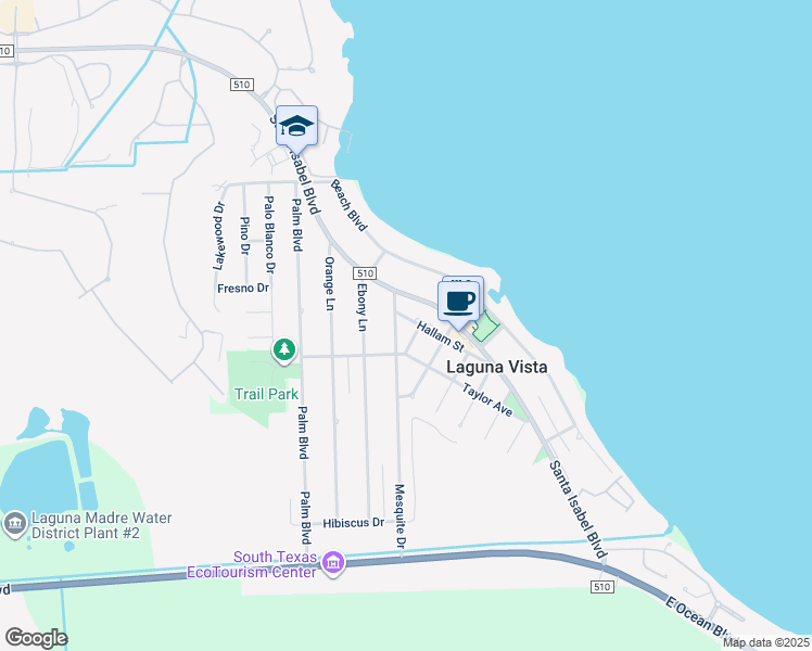 map of restaurants, bars, coffee shops, grocery stores, and more near 907 Hallam Street in Port Isabel