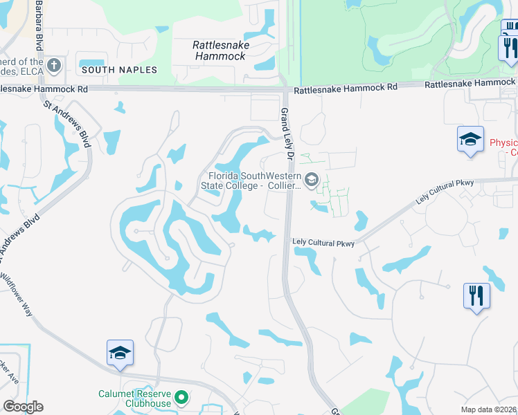 map of restaurants, bars, coffee shops, grocery stores, and more near 7531 Moorgate Point Way in Naples