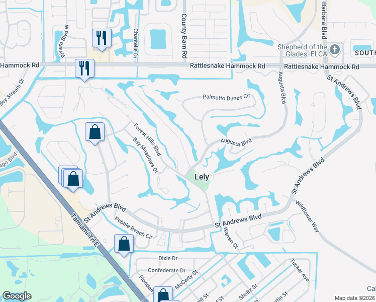 map of restaurants, bars, coffee shops, grocery stores, and more near 415 Torrey Pines Point in Naples