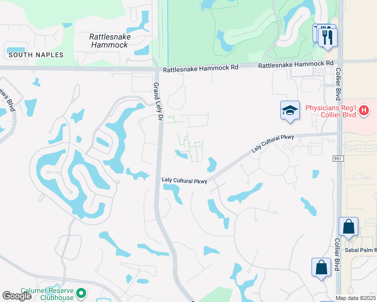 map of restaurants, bars, coffee shops, grocery stores, and more near 7007 Lely Cultural Parkway in Naples