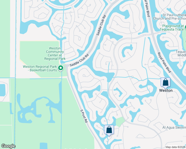 map of restaurants, bars, coffee shops, grocery stores, and more near 2300 Quail Roost Drive in Weston