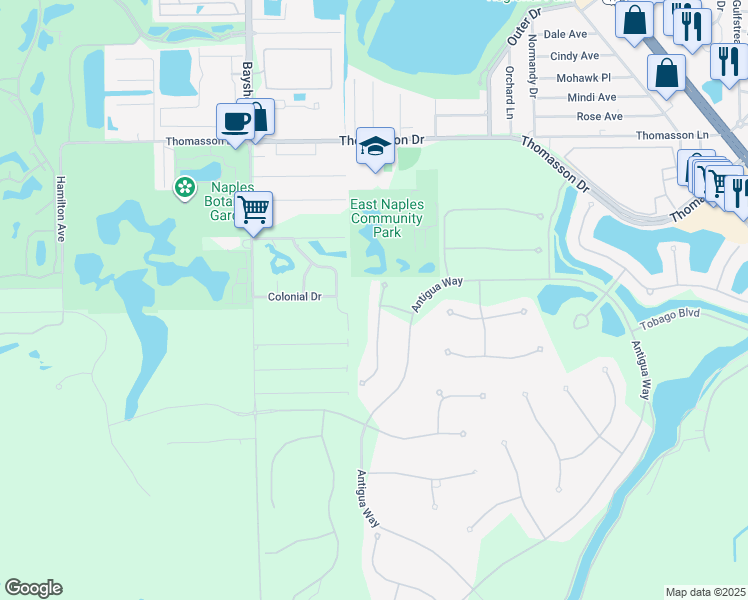 map of restaurants, bars, coffee shops, grocery stores, and more near 5811 Haiti Drive in Naples