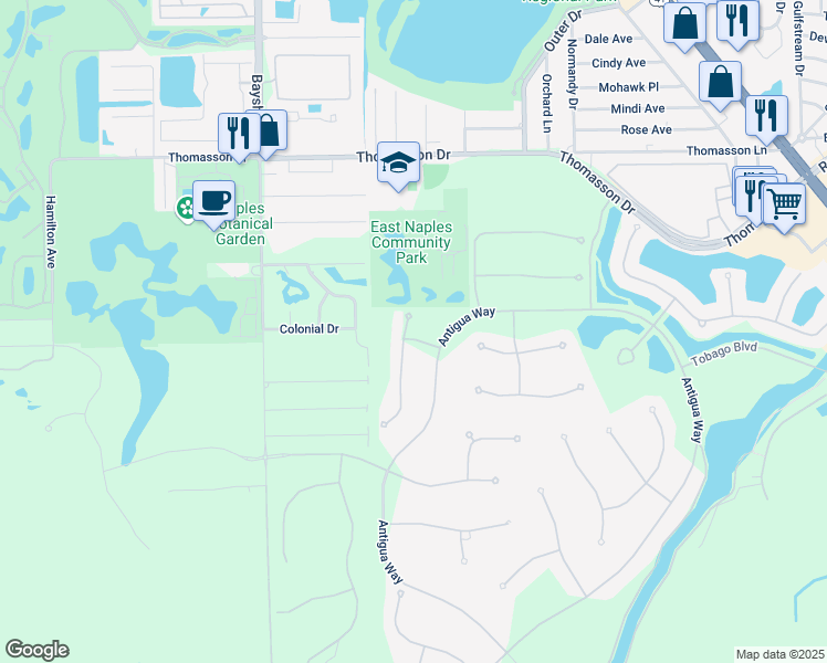map of restaurants, bars, coffee shops, grocery stores, and more near 5811 Haiti Drive in Naples