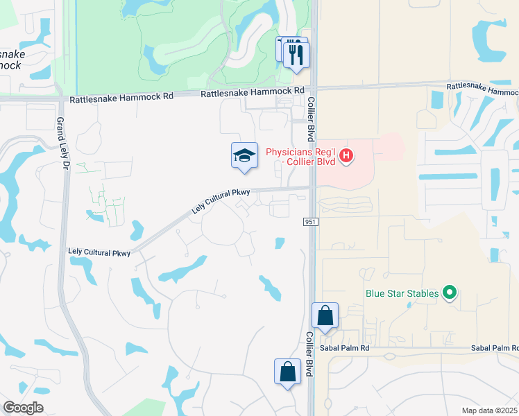 map of restaurants, bars, coffee shops, grocery stores, and more near 8120 Acacia Street in Naples