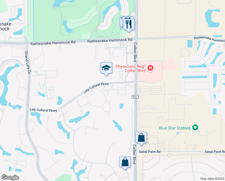 map of restaurants, bars, coffee shops, grocery stores, and more near 8125 Gerbera Drive in Naples