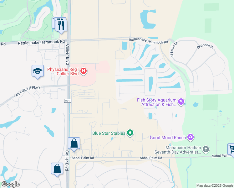 map of restaurants, bars, coffee shops, grocery stores, and more near 8268 Lucello Terrace North in Naples