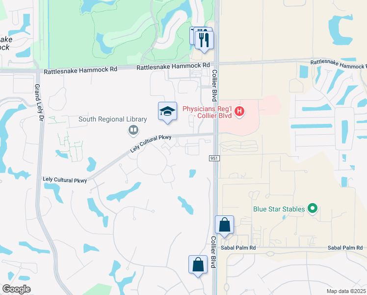 map of restaurants, bars, coffee shops, grocery stores, and more near 8125 Gerbera Drive in Naples