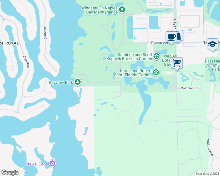 map of restaurants, bars, coffee shops, grocery stores, and more near 1942 Danford Street in Naples