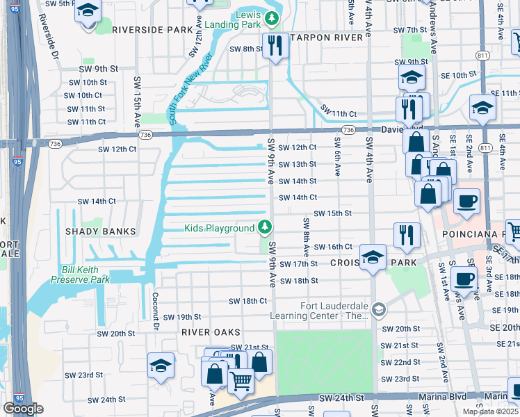map of restaurants, bars, coffee shops, grocery stores, and more near 908 Guava Isle in Fort Lauderdale