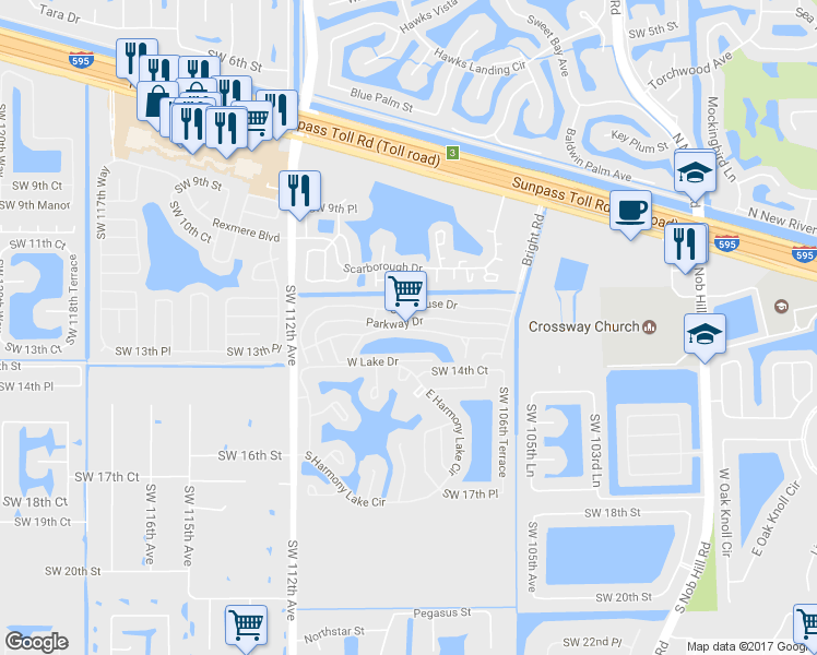 map of restaurants, bars, coffee shops, grocery stores, and more near in Davie