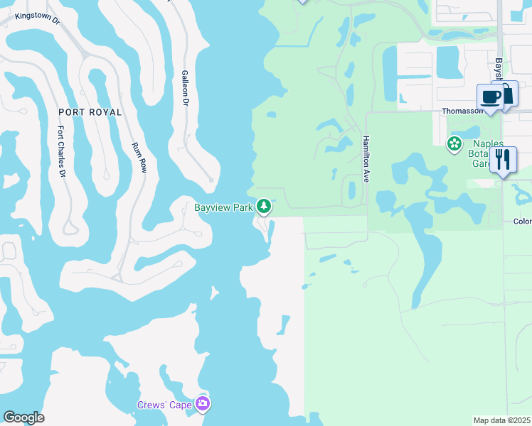 map of restaurants, bars, coffee shops, grocery stores, and more near 1500 Danford Street in Naples