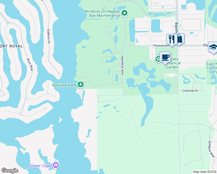 map of restaurants, bars, coffee shops, grocery stores, and more near 1942 Danford Street in Naples