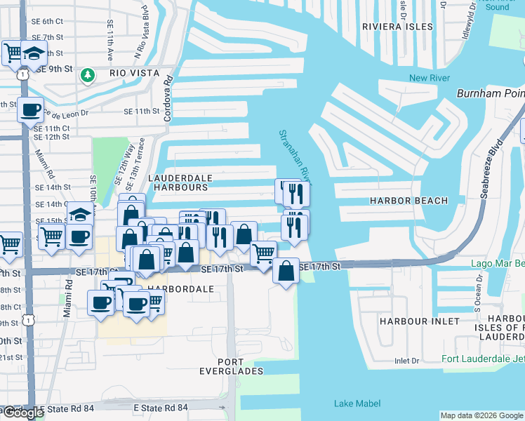 map of restaurants, bars, coffee shops, grocery stores, and more near 1777 Southeast 15th Street in Fort Lauderdale