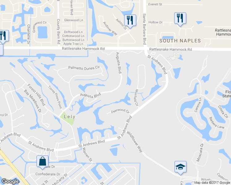 map of restaurants, bars, coffee shops, grocery stores, and more near 700 Augusta Boulevard in Naples