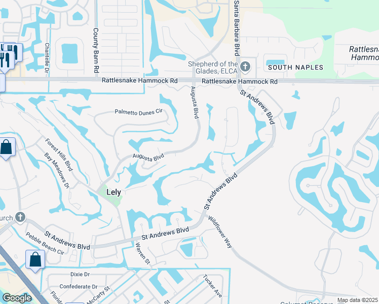 map of restaurants, bars, coffee shops, grocery stores, and more near 700 Augusta Boulevard in Naples