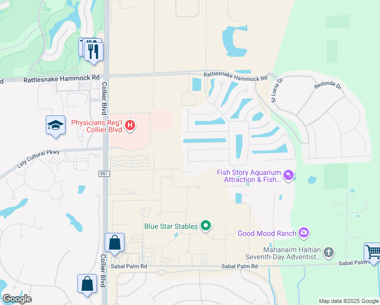 map of restaurants, bars, coffee shops, grocery stores, and more near 8268 Lucello Terrace North in Naples