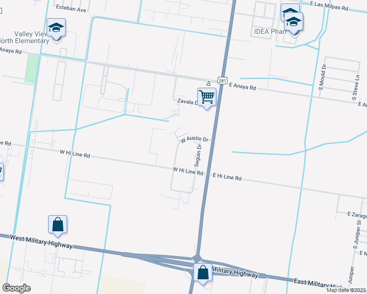 map of restaurants, bars, coffee shops, grocery stores, and more near 5901 South Austin Drive in Pharr