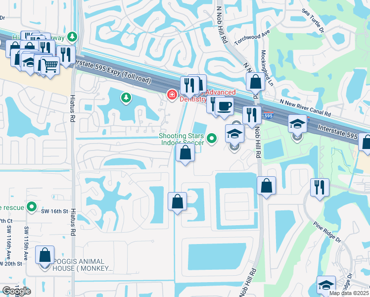 map of restaurants, bars, coffee shops, grocery stores, and more near 10404 Florida 84 in Davie