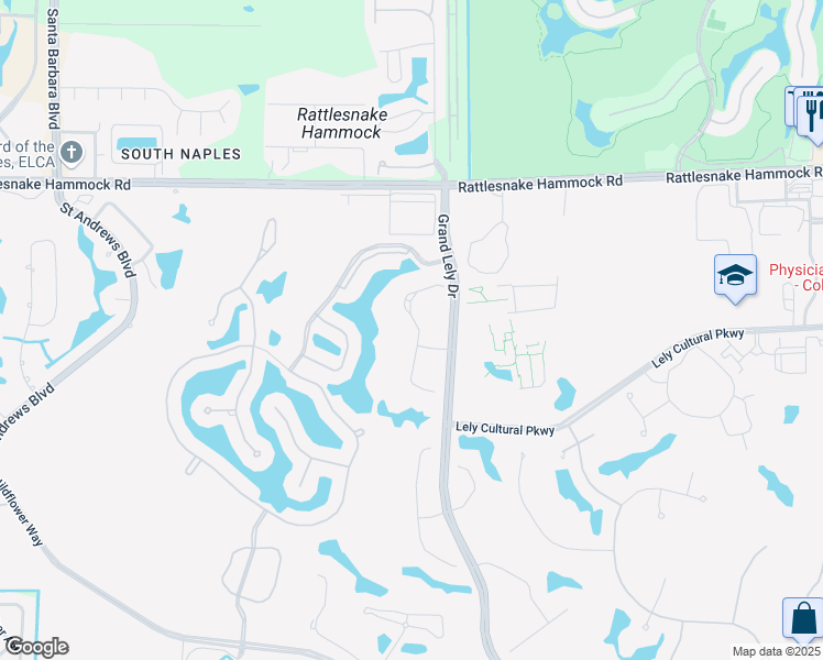 map of restaurants, bars, coffee shops, grocery stores, and more near 7472 Moorgate Point Way in Naples