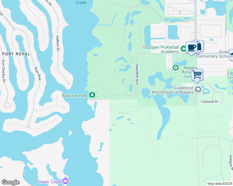 map of restaurants, bars, coffee shops, grocery stores, and more near 1777 Gulfstar Drive South in Naples