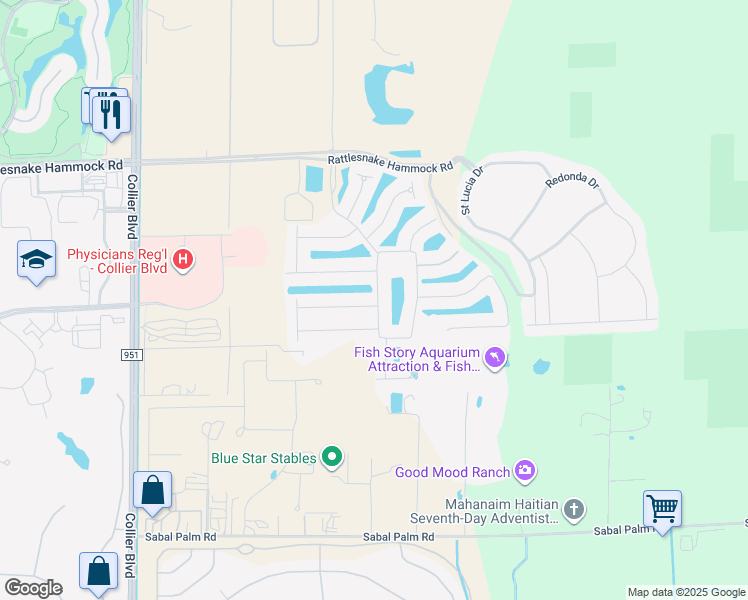 map of restaurants, bars, coffee shops, grocery stores, and more near 8355 Lucello Terrace North in Naples