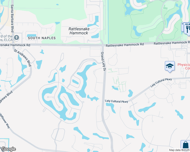 map of restaurants, bars, coffee shops, grocery stores, and more near 7472 Moorgate Point Way in Naples