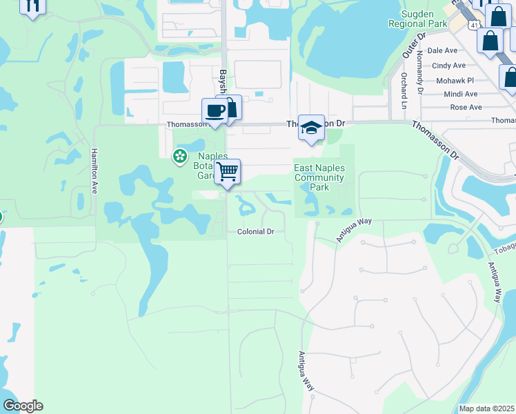 map of restaurants, bars, coffee shops, grocery stores, and more near 40 Constitution Drive in Naples