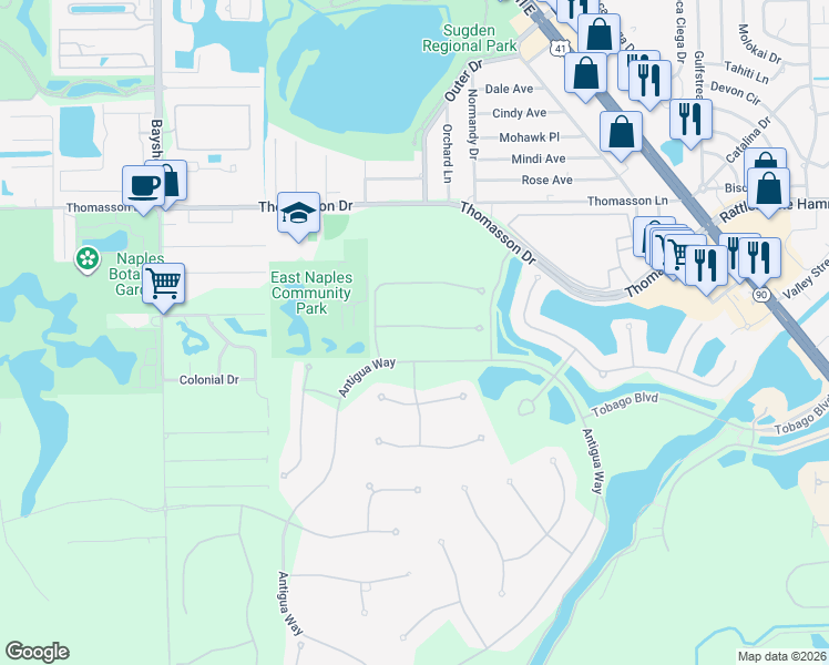 map of restaurants, bars, coffee shops, grocery stores, and more near 5744 Highbourne Drive in Naples