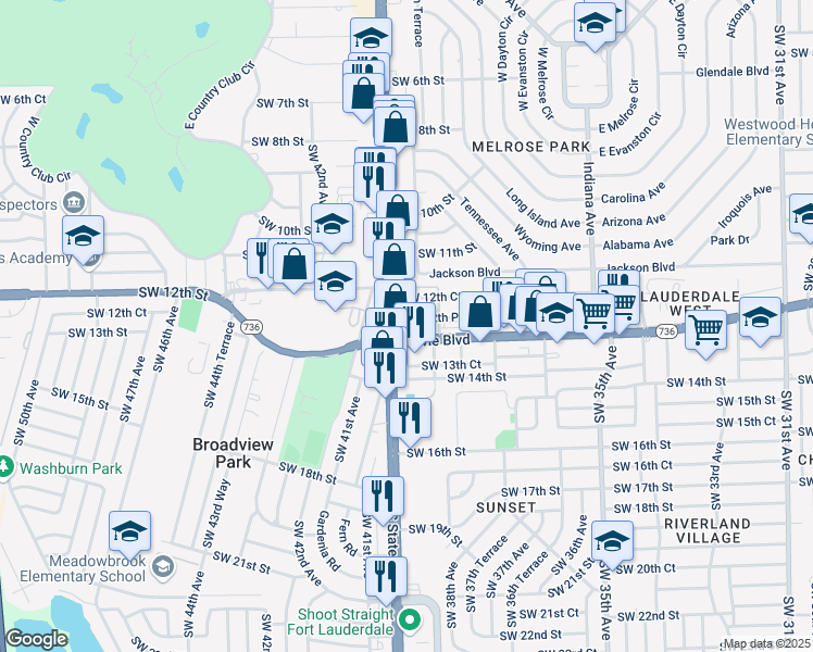 map of restaurants, bars, coffee shops, grocery stores, and more near in Fort Lauderdale