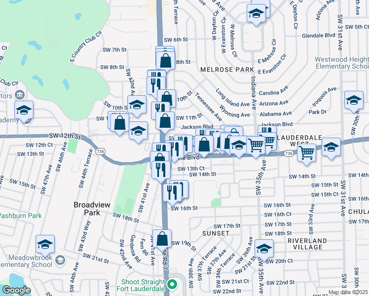 map of restaurants, bars, coffee shops, grocery stores, and more near 3803 Davie Boulevard in Fort Lauderdale