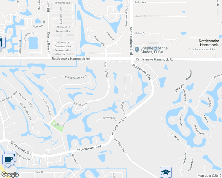 map of restaurants, bars, coffee shops, grocery stores, and more near 720 Augusta Boulevard in Naples