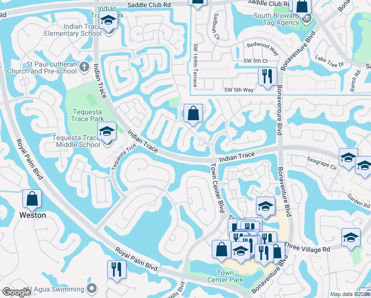 map of restaurants, bars, coffee shops, grocery stores, and more near 1240 Fairfax Court in Weston