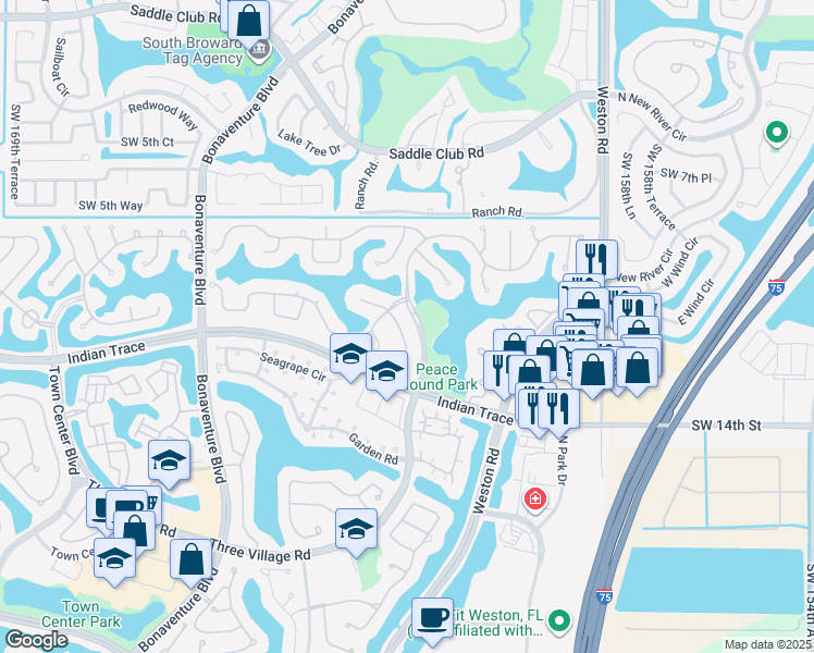map of restaurants, bars, coffee shops, grocery stores, and more near 1222 Manor Court in Weston
