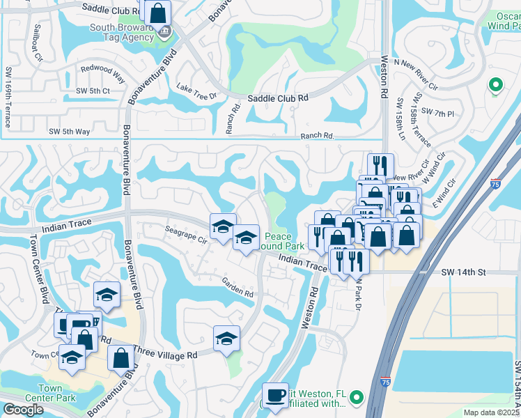 map of restaurants, bars, coffee shops, grocery stores, and more near 1222 Manor Court in Weston
