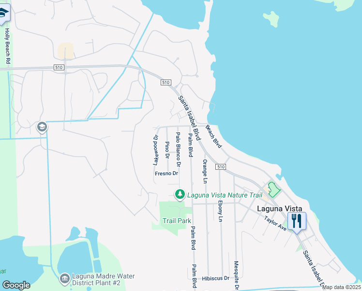map of restaurants, bars, coffee shops, grocery stores, and more near 1220 Palo Blanco Dr in Laguna Vista