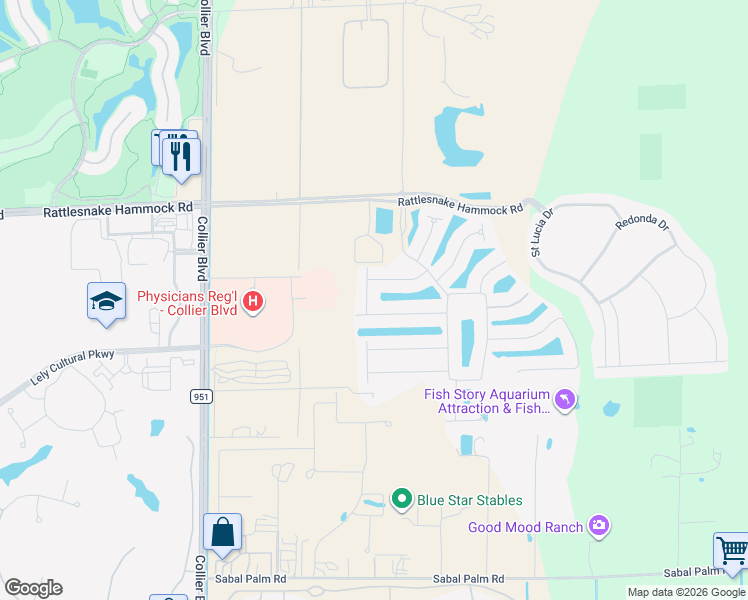 map of restaurants, bars, coffee shops, grocery stores, and more near 8454 Palacio Terrace North in Naples
