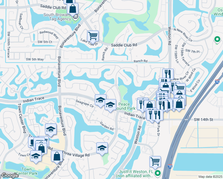 map of restaurants, bars, coffee shops, grocery stores, and more near 1195 Manor Court in Weston