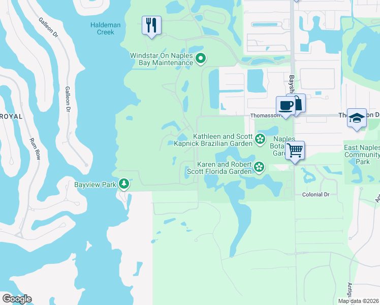 map of restaurants, bars, coffee shops, grocery stores, and more near 5035 Yacht Harbor Drive in Naples