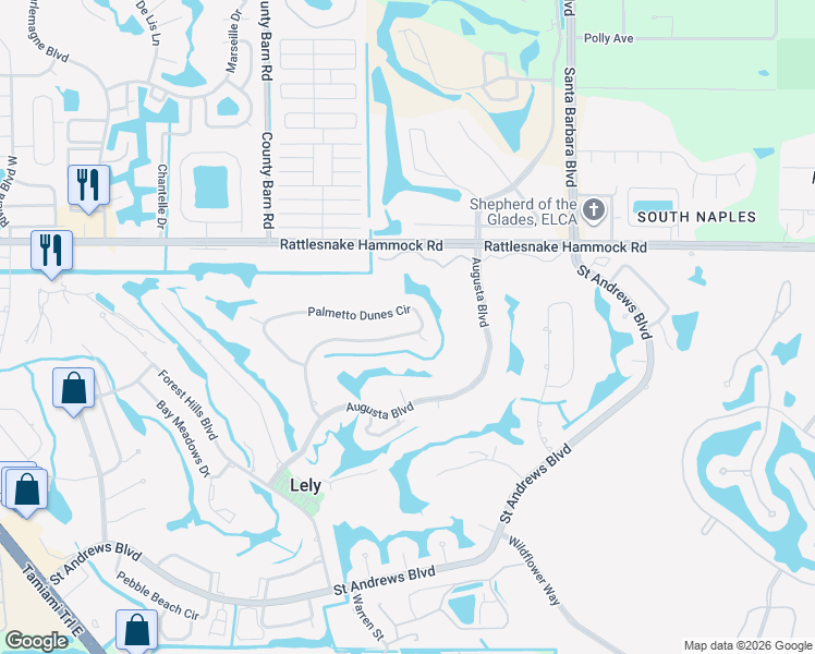 map of restaurants, bars, coffee shops, grocery stores, and more near 149 Palmetto Dunes Circle in Naples