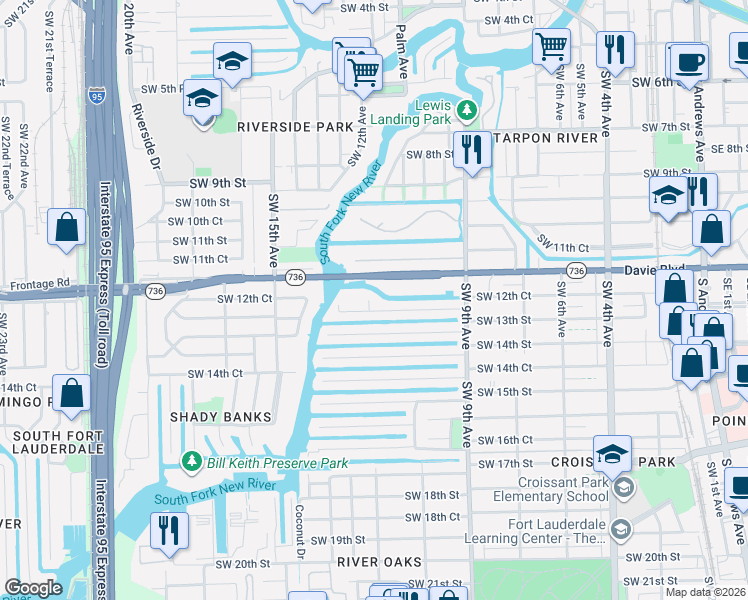 map of restaurants, bars, coffee shops, grocery stores, and more near 1211 Southwest 12th Court in Fort Lauderdale