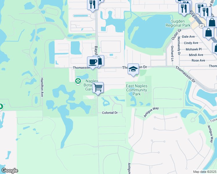map of restaurants, bars, coffee shops, grocery stores, and more near 5085 Bayshore Drive in Naples