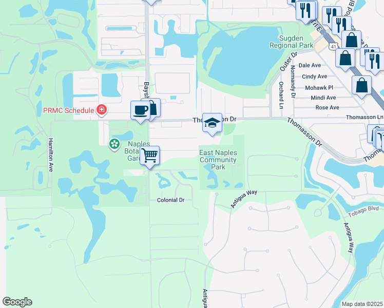 map of restaurants, bars, coffee shops, grocery stores, and more near 3238 Karen Drive in Naples